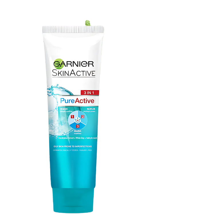 Garnier Pure Active 3 In 1 Face Wash Mask Scrub - 50ml