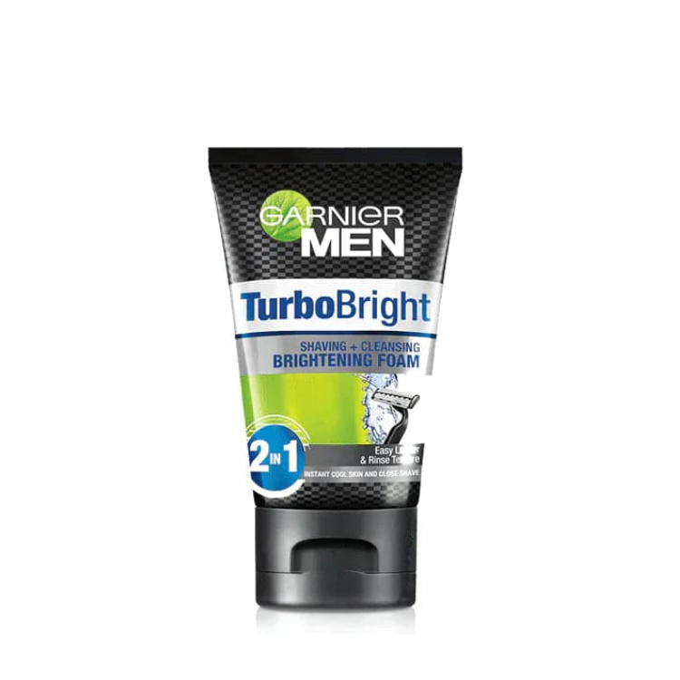 Garnier Men Turbo Bright 2-in-1 Brightening Facewash and Shaving Foam - 50ml