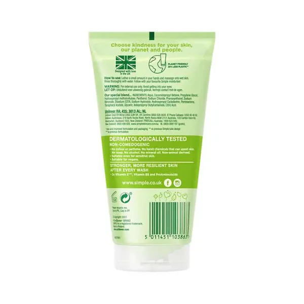 Simple Kind to Skin Refreshing Facial Wash 150ml price in Pakistan