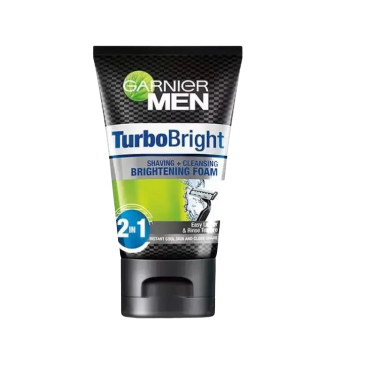 Garnier Men Turbo Bright 2-in-1 Brightening Facewash and Shaving Foam - 50ml