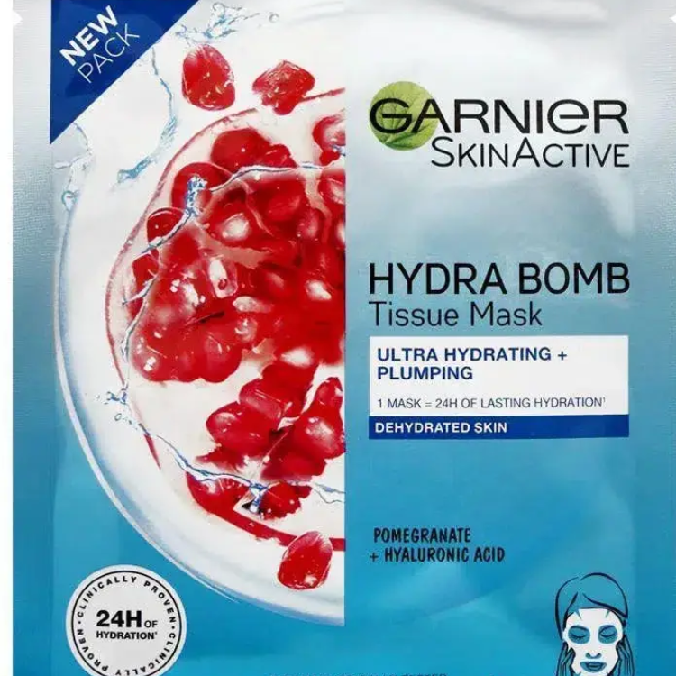 Garnier- Skin Active Hydra Bomb Pomegranate Tissue Face Mask, Hydrating and Replenishing, 28g