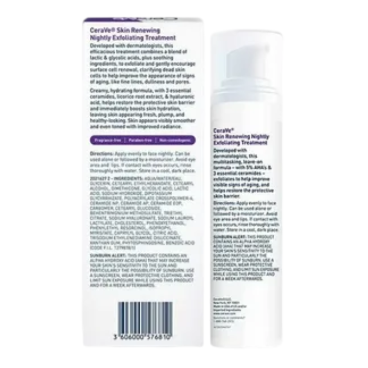 CeraVe Skin Renewing Nightly Exfoliating Treatment Anti-Aging Face Serum, 50ml