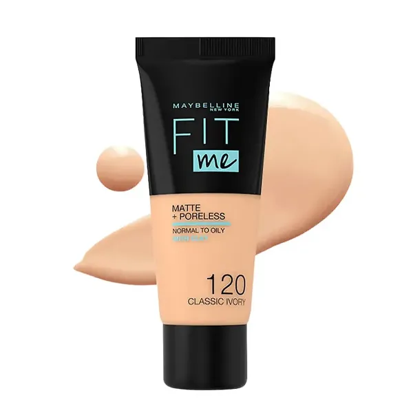 Maybelline New York- Fit Me Matte & Poreless Liquid Foundation 18ml Mini Tube - 120 Classic Ivory - For Normal to Oily Skin