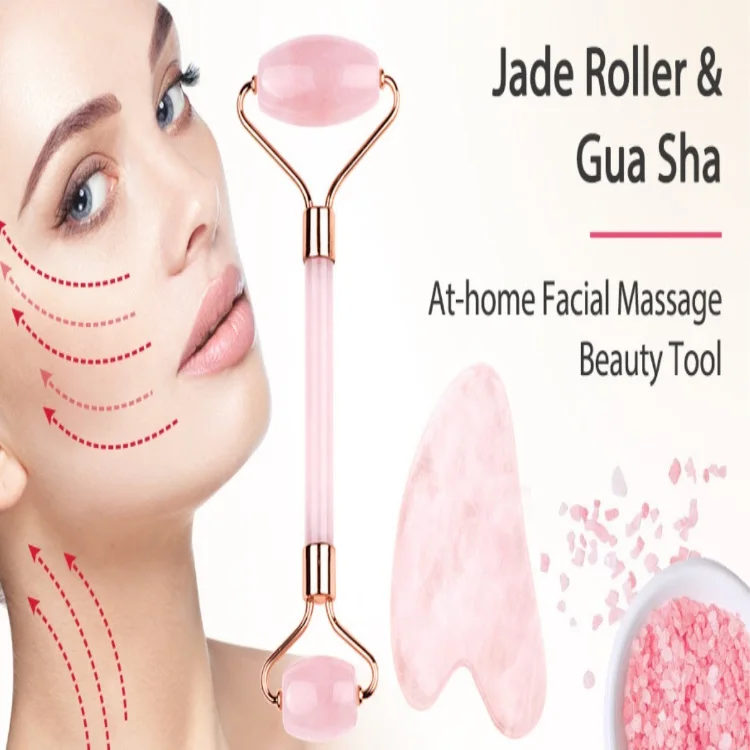 Facial Beauty - Pack Of Jade Face Roller & Gua Sha