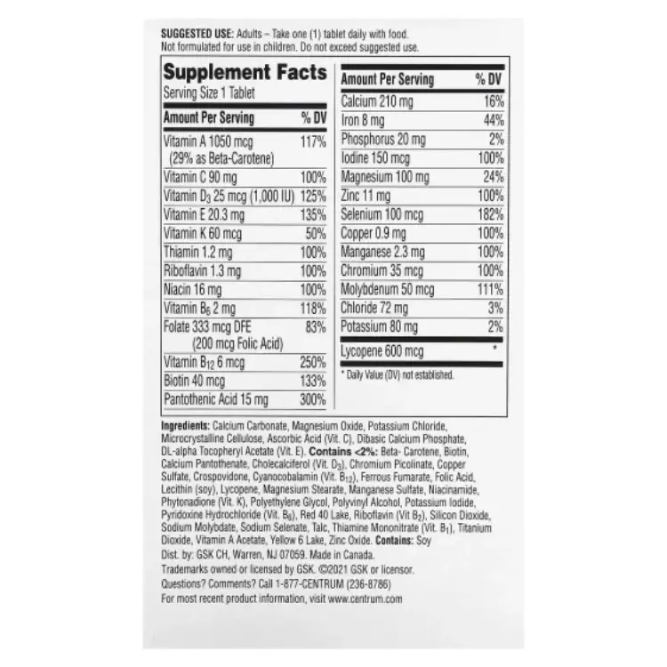 Centrum For Men Multivitamin 120 Tablets
