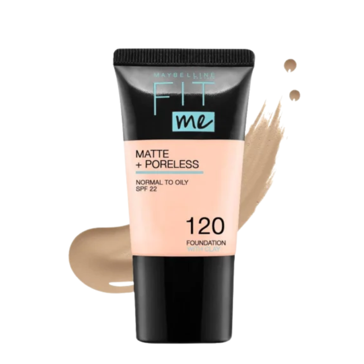 Maybelline New York- Fit Me Matte & Poreless Liquid Foundation 18ml Mini Tube - 120 Classic Ivory - For Normal to Oily Skin