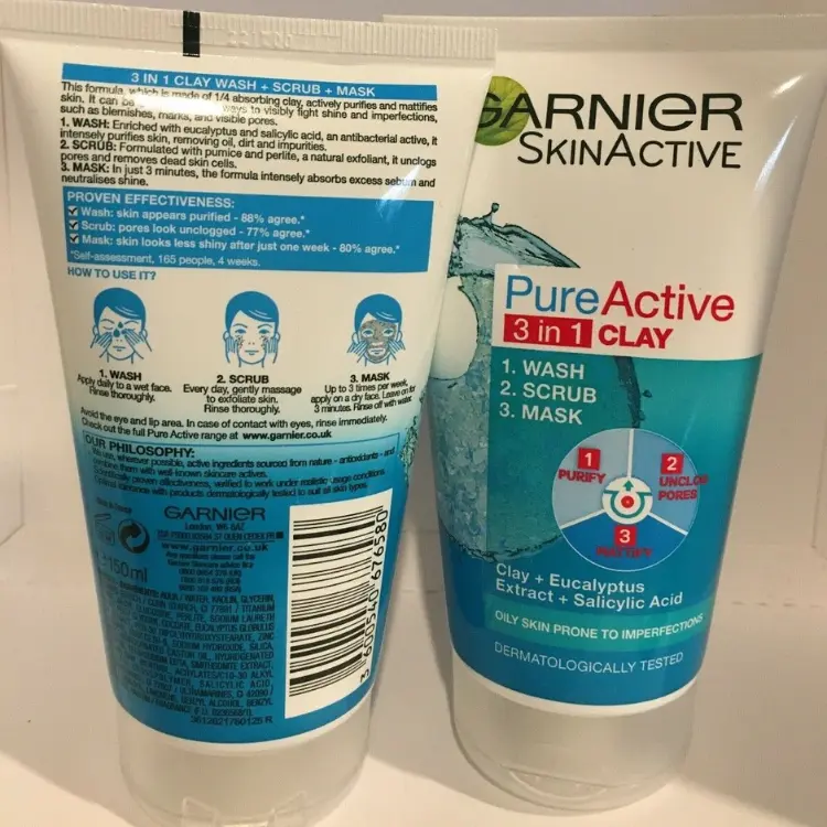 Garnier Pure Active 3 In 1 Face Wash Mask Scrub - 100ml