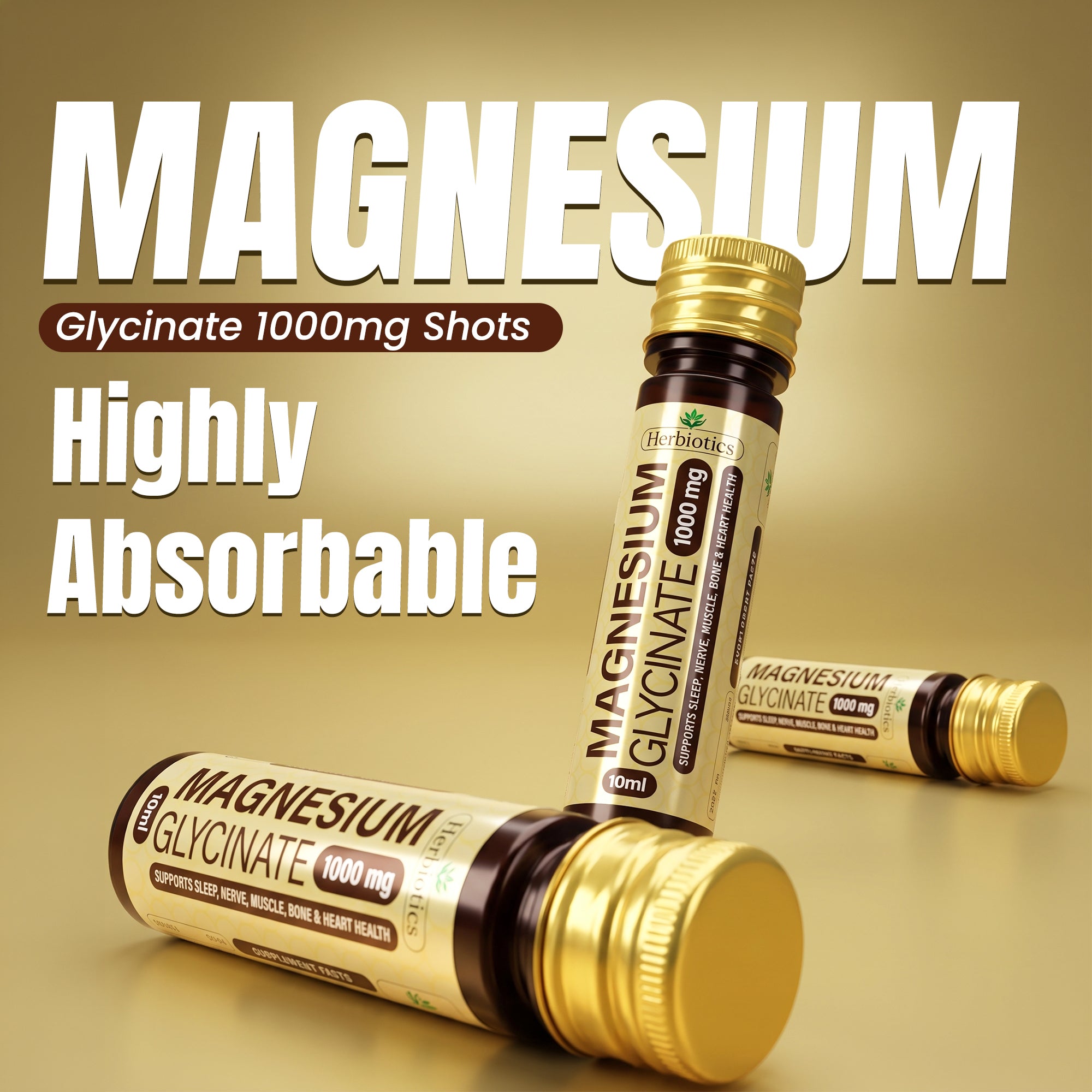 Herbiotics Magnesium Glycinate 1000mg Liquid Shots
