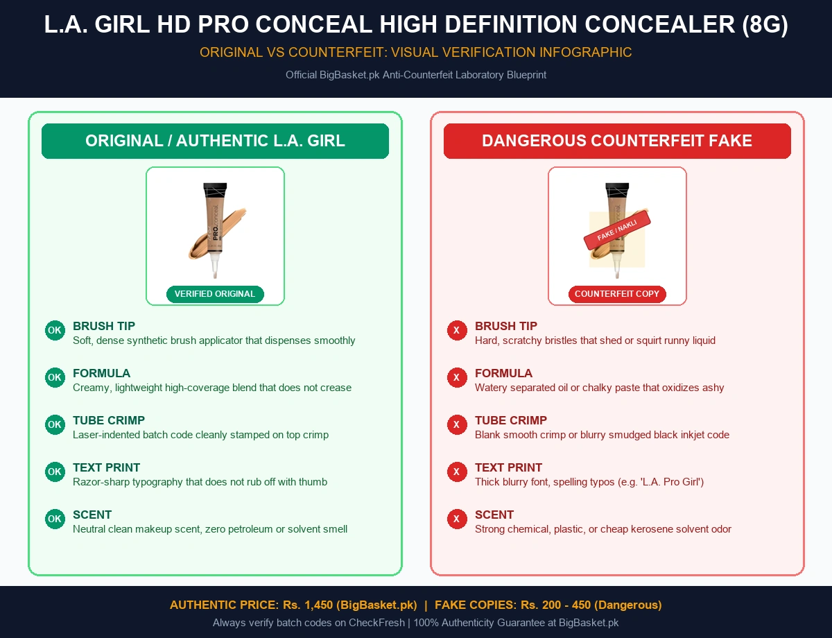 L.A. Girl Pro Conceal HD: Shades, Correctors & How to Use Original vs Fake Infographic Pakistan